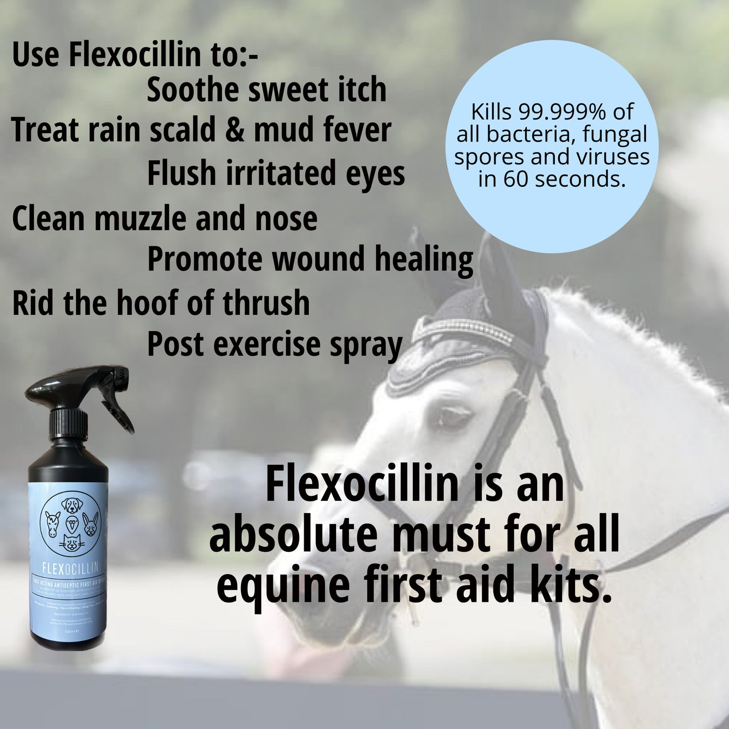 Flexocillin first aid spray. Veterinary Strength. 500ml. (Like Leucillin)